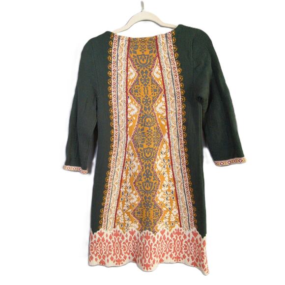 Anthropologie Knitted Knotted Sweater Dress Womens S Green Lanka Tapestry - Picture 7 of 7